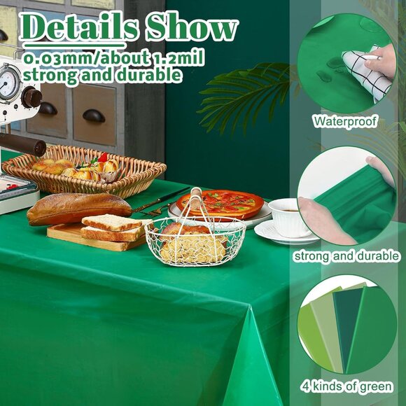 Bright 12 Pcs Green Series Plastic Table Covers - Ideal for Celebrations - Picture 4 of 7